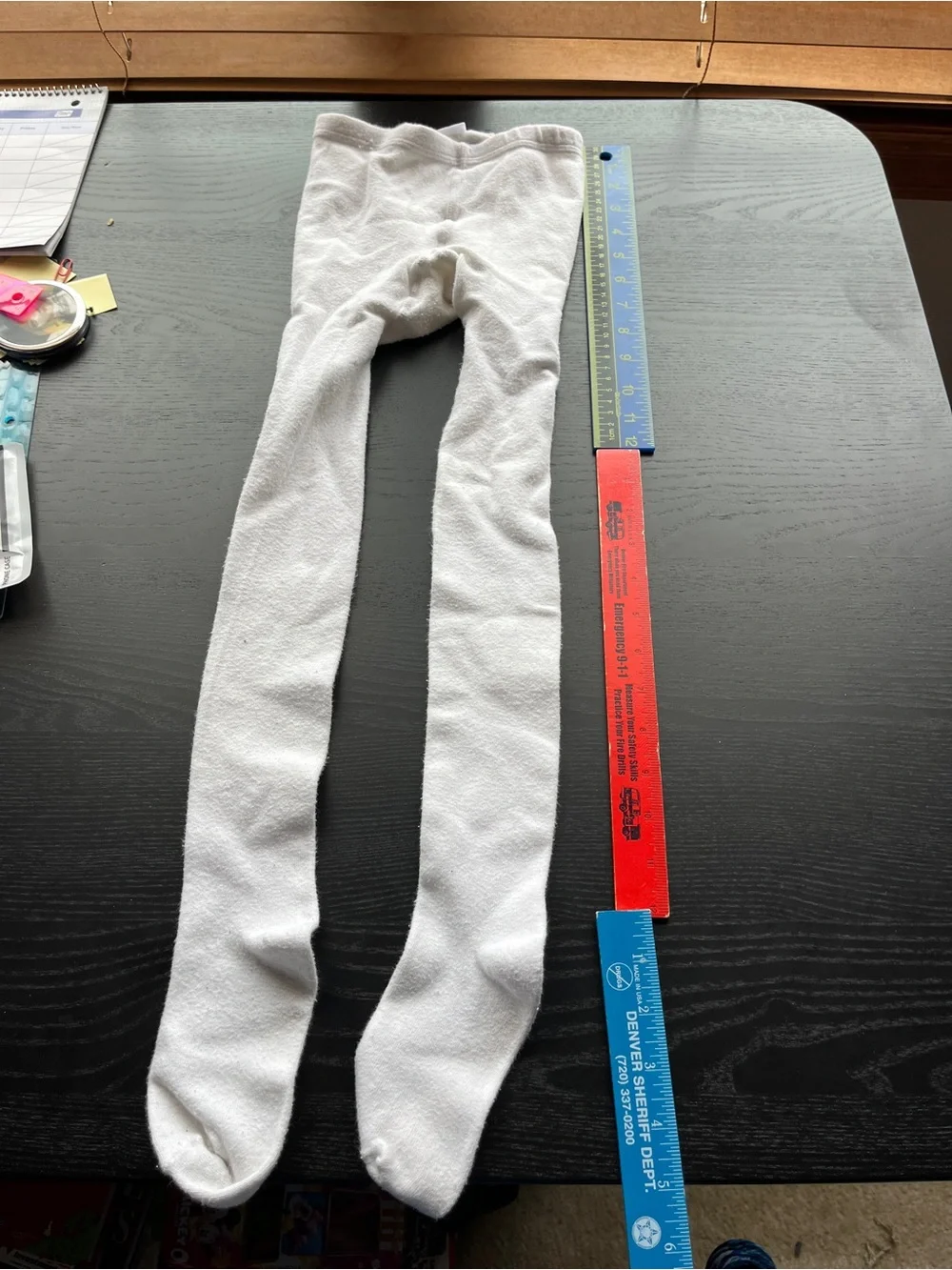 Girls White Knit Tights Size 12-14 Full Length Cozy Warm Stretch Stockings